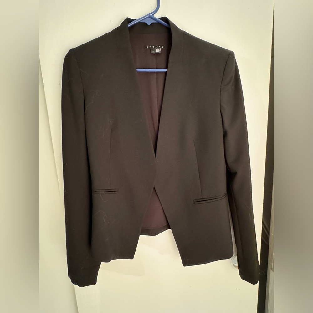 Theory Lanai Open Front Blazer, Black, Size 4